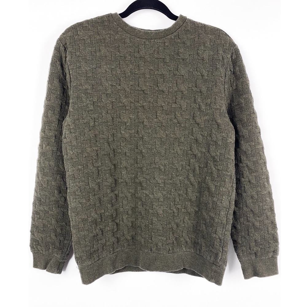 Zara Mens 3D Grandpa Sweater M Green Crewneck Retro‎ Grunge 90s Minimalist